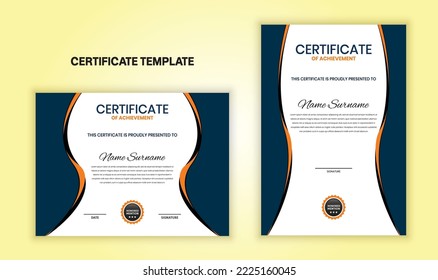 Modern Certificate of achievement, appreciation, award, excellence, graduation template. Use for print, company, business any needs. Vector illustration