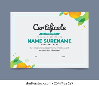 Modern certificate of achievement and appreciation template design