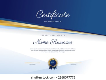 Modern certificate of achievement border template with luxury badge and modern line pattern. For award, business, and education needs