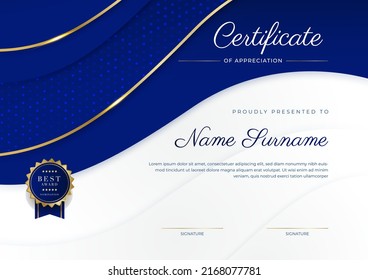 Modern certificate of achievement border template with luxury badge and modern line pattern. For award, business, and education needs