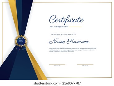 Moderna plantilla de borde de certificado de logro con placa de lujo y patrón de línea moderno. Para las necesidades de premios, negocios y educación
