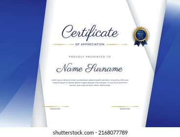 Modern certificate of achievement border template with luxury badge and modern line pattern. For award, business, and education needs