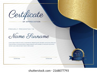 Modern certificate of achievement border template with luxury badge and modern line pattern. For award, business, and education needs