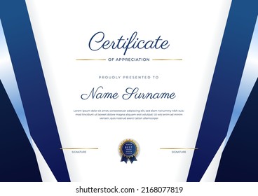 Modern certificate of achievement border template with luxury badge and modern line pattern. For award, business, and education needs