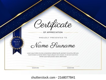 Modern certificate of achievement border template with luxury badge and modern line pattern. For award, business, and education needs