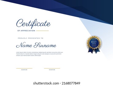 Modern certificate of achievement border template with luxury badge and modern line pattern. For award, business, and education needs