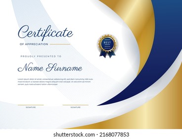 Modern certificate of achievement border template with luxury badge and modern line pattern. For award, business, and education needs