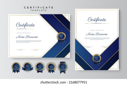 Modern certificate of achievement border template with luxury badge and modern line pattern. For award, business, and education needs