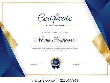 Modern certificate of achievement border template with luxury badge and modern line pattern. For award, business, and education needs