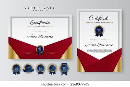 Modern certificate of achievement border template with luxury badge and modern line pattern. For award, business, and education needs