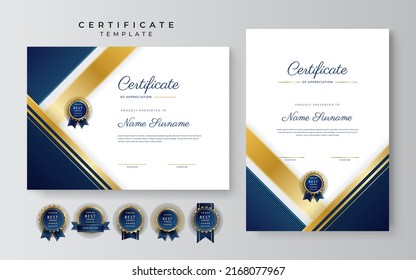 Modern certificate of achievement border template with luxury badge and modern line pattern. For award, business, and education needs