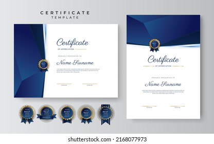 Moderna plantilla de borde de certificado de logro con placa de lujo y patrón de línea moderno. Para las necesidades de premios, negocios y educación