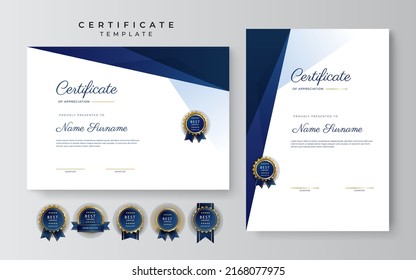 Modern certificate of achievement border template with luxury badge and modern line pattern. For award, business, and education needs