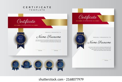 Modern certificate of achievement border template with luxury badge and modern line pattern. For award, business, and education needs