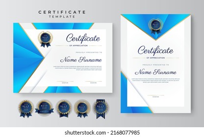 Modern certificate of achievement border template with luxury badge and modern line pattern. For award, business, and education needs