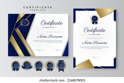 Modern certificate of achievement border template with luxury badge and modern line pattern. For award, business, and education needs