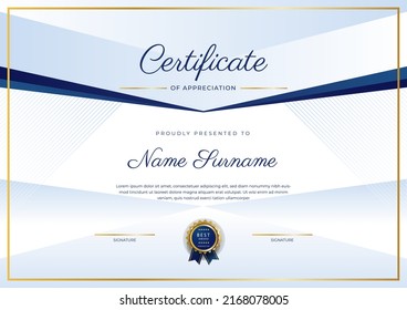Modern certificate of achievement border template with luxury badge and modern line pattern. For award, business, and education needs