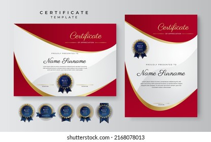 Modern certificate of achievement border template with luxury badge and modern line pattern. For award, business, and education needs