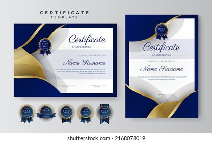 Moderna plantilla de borde de certificado de logro con placa de lujo y patrón de línea moderno. Para las necesidades de premios, negocios y educación