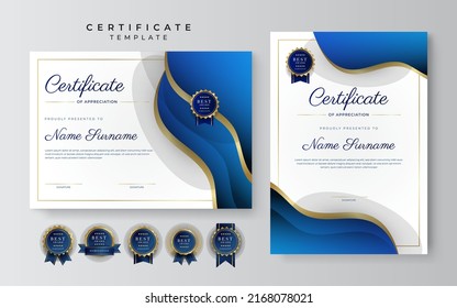 Modern certificate of achievement border template with luxury badge and modern line pattern. For award, business, and education needs