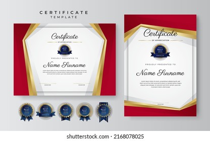 Modern certificate of achievement border template with luxury badge and modern line pattern. For award, business, and education needs