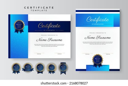 Modern certificate of achievement border template with luxury badge and modern line pattern. For award, business, and education needs