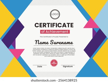 Modern Certificate of Achievement Design Template