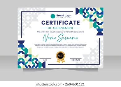 Modern Certificate of Achievement with Elegant Geometric Design