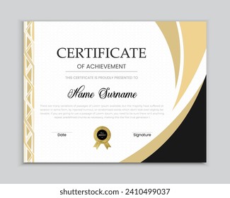 Modern certificate of achievement template. Award diploma design Vector Illustration
