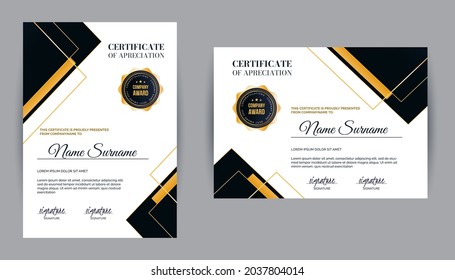 Modern certificate of achievement template. certificate template with luxury and modern line pattern. Diploma vector template