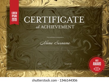 Modern certificate of achievement template with place for your content - golden design