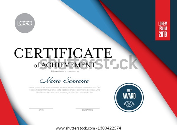 Modern certificate of\
achievement template with place for your content - material red and\
blue design