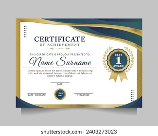 modern certificate of achievement template. vector illustration