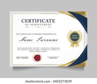 modern certificate of achievement template. vector illustration