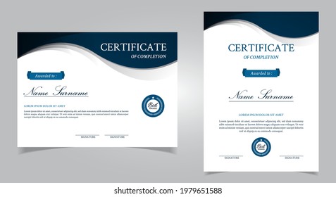 Modern certificate of achievement vector template. Diploma certificate EPS 10