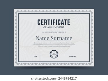 Modern certificate of achivement template. Award background vector illustration