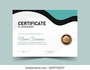 Certificado de Plantilla de logros moderno. Fondo del diploma de premios