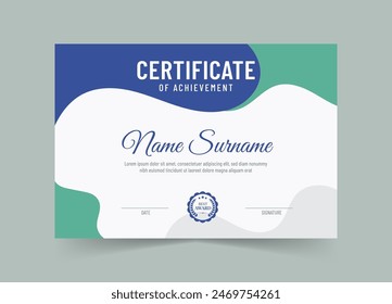 Modern certificate of achivement template. Awards diploma background