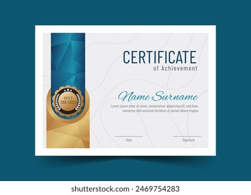 Modern certificate of achivement template. Awards diploma background