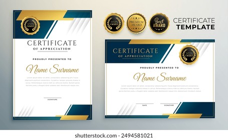 modern certificate of appreciation background with golden seal vector