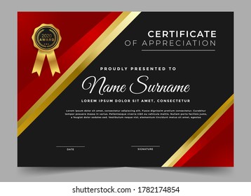 Modern certificate of appreciation design template with abstract shapes and elements