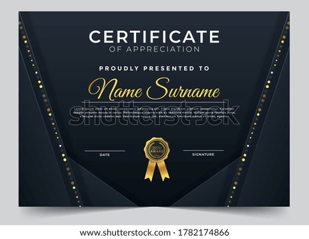 Modern certificate of appreciation design template with abstract shapes and elements