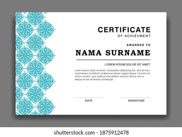 Modern certificate appreciation template with geometric style