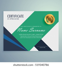 modern certificate of appreciation template with geometric shapes
