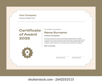 Modern certificate of award for business. Simple trendy certificate template for multipurpose