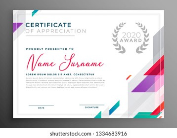 modern certificate award template design