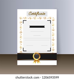 Modern certificate or award template with golden badge and space for your text.