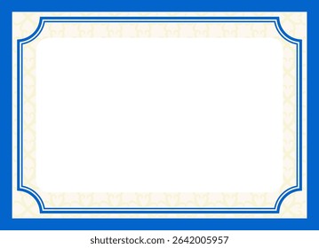 Modern certificate border in bright light blue with subtle geometric patterns and clean lines. Ideal for awards, diplomas, or official documents needing a fresh, clear design.
