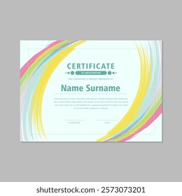 modern certificate colorful abstract waves