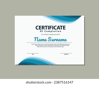 Modern Certificate. Certificate of Completion. Blue Certificate. Elegant Certificate.